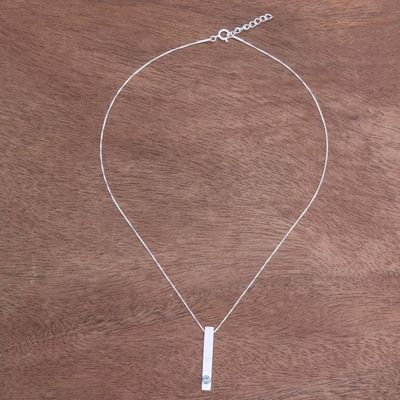 Alternate image for Modern Blue Topaz Pendant Necklace from Thailand Modern Twinkle