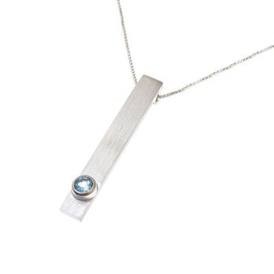Alternate image for Modern Blue Topaz Pendant Necklace from Thailand Modern Twinkle