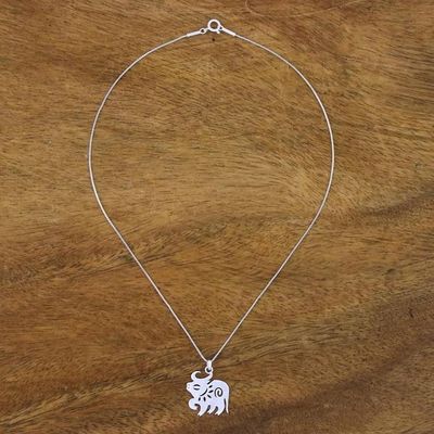 Alternate image for Handcrafted Zodiac Sterling Silver Pendant Necklace Chinese Zodiac Ox