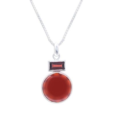 Alternate image for Agate and Garnet Pendant Necklace from Thailand Beautiful Gleam