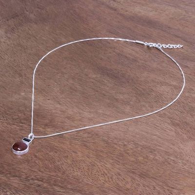 Alternate image for Agate and Garnet Pendant Necklace from Thailand Beautiful Gleam