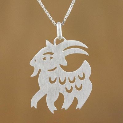 Primary image for Handmade Sterling Silver Pendant Necklace Chinese Zodiac Goat