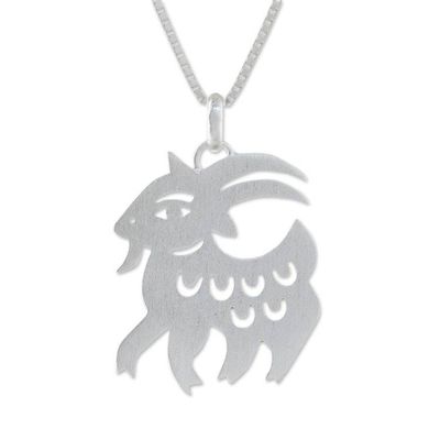 Alternate image for Handmade Sterling Silver Pendant Necklace Chinese Zodiac Goat