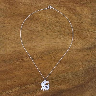 Alternate image for Handmade Sterling Silver Pendant Necklace Chinese Zodiac Goat