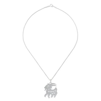 Alternate image for Handmade Sterling Silver Pendant Necklace Chinese Zodiac Goat