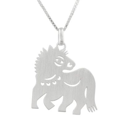 Alternate image for Unique Silver Pendant Necklace Chinese Zodiac Horse