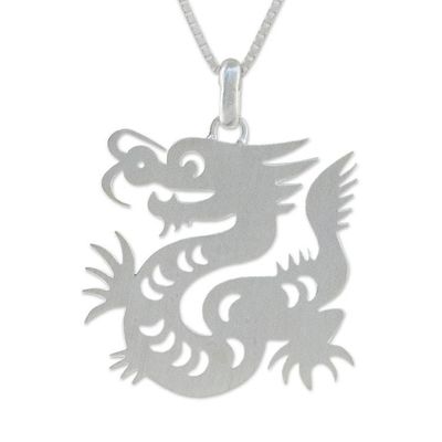 Alternate image for Sterling Silver Pendant Necklace Chinese Zodiac Dragon