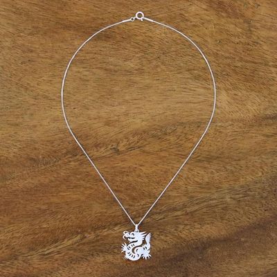 Alternate image for Sterling Silver Pendant Necklace Chinese Zodiac Dragon