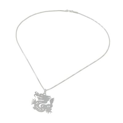 Alternate image for Sterling Silver Pendant Necklace Chinese Zodiac Dragon