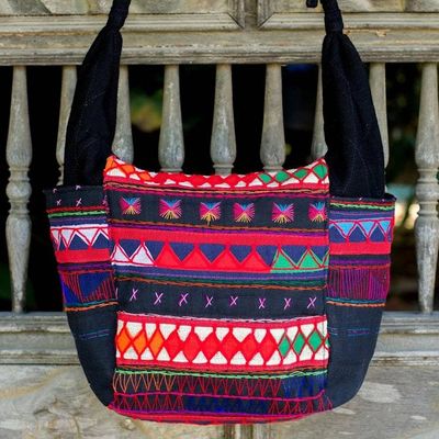 Alternate image for Hand Crafted 100 Cotton Colorful Shoulder Bag from Thailand The Carnival