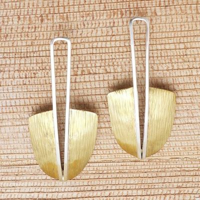 Primary image for Balinese Brass and Sterling Silver Drop Earrings Balinese Cucuk