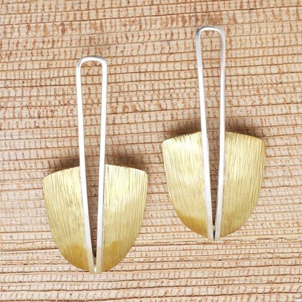 Alternate image for Balinese Brass and Sterling Silver Drop Earrings Balinese Cucuk