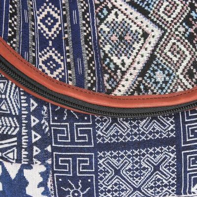 Alternate image for Leather Accented Patchwork Cotton Blend Sling from Thailand Lanna Patchwork