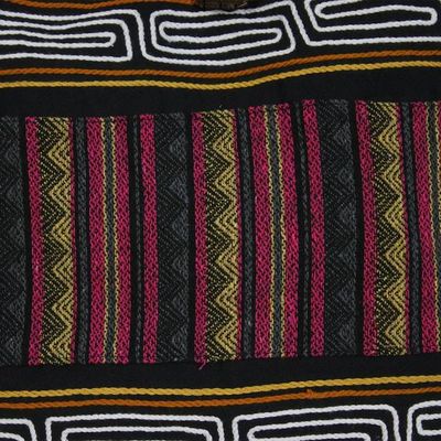 Alternate image for Zigzag Motif Cotton Blend Shoulder Bag from Thailand Sophisticated Zigzag