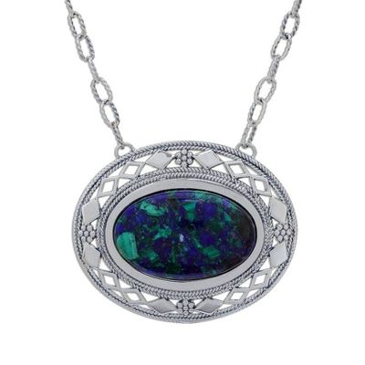 Alternate image for Thai Handcrafted Azure-Malachite and Silver Necklace Infinite Sea