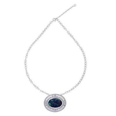 Alternate image for Thai Handcrafted Azure-Malachite and Silver Necklace Infinite Sea