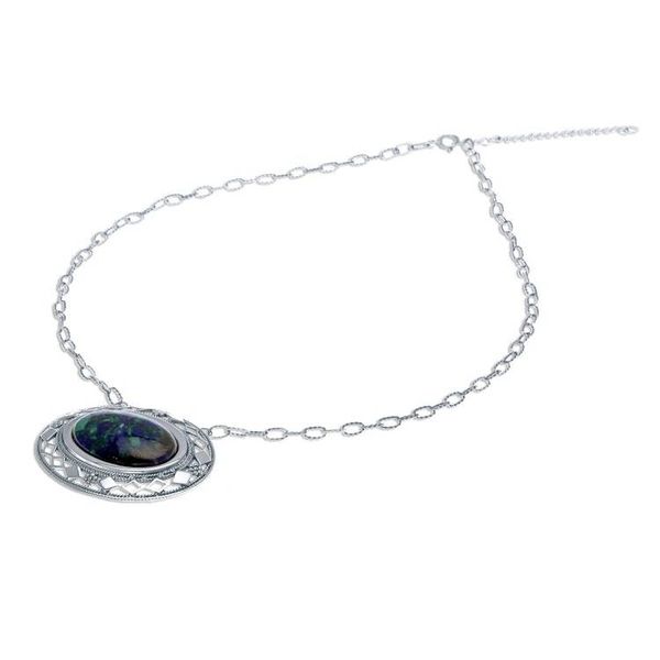 Alternate image for Thai Handcrafted Azure-Malachite and Silver Necklace Infinite Sea