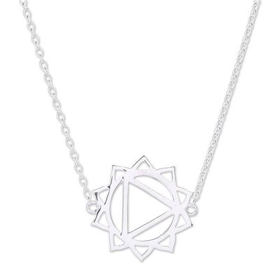 Alternate image for Cubic Zirconia Pendant Necklace with Chakra Motif Chakra Spin in Solar