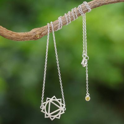 Alternate image for Cubic Zirconia Pendant Necklace with Chakra Motif Chakra Spin in Solar