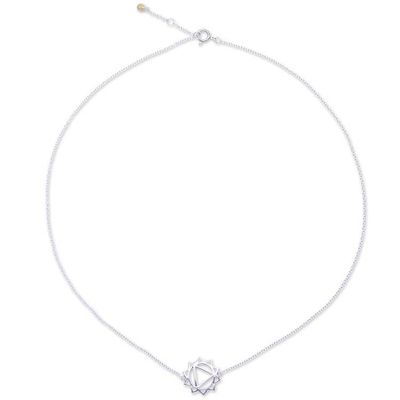 Alternate image for Cubic Zirconia Pendant Necklace with Chakra Motif Chakra Spin in Solar