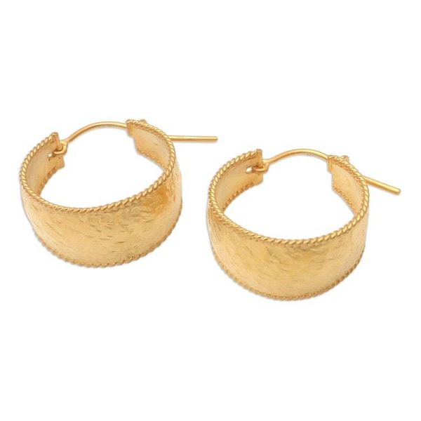 Alternate image for Hand Crafted Gold-Plated Hoop Earrings Good Spirit in Gold