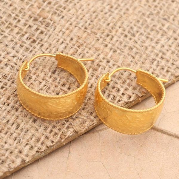 Alternate image for Hand Crafted Gold-Plated Hoop Earrings Good Spirit in Gold