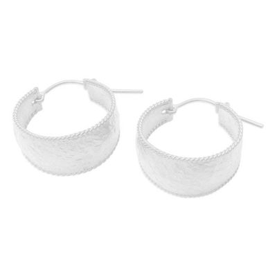Alternate image for Hand Crafted Sterling Silver Hoop Earrings Good Spirit in Silver