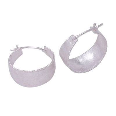 Alternate image for Hand Crafted Sterling Silver Hoop Earrings Good Spirit in Silver