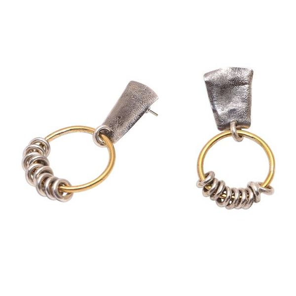 Alternate image for Modern Sterling Silver and Brass Dangle Earrings from Bali Nine Rings