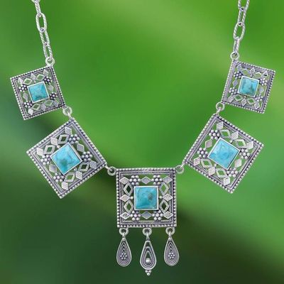 Alternate image for Handmade Silver Necklace with Reconstituted Turquoise Allure of the Sky