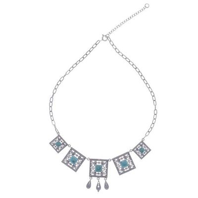 Alternate image for Handmade Silver Necklace with Reconstituted Turquoise Allure of the Sky