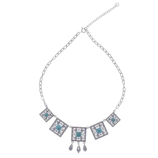 Alternate image for Handmade Silver Necklace with Reconstituted Turquoise Allure of the Sky