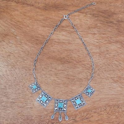 Alternate image for Handmade Silver Necklace with Reconstituted Turquoise Allure of the Sky
