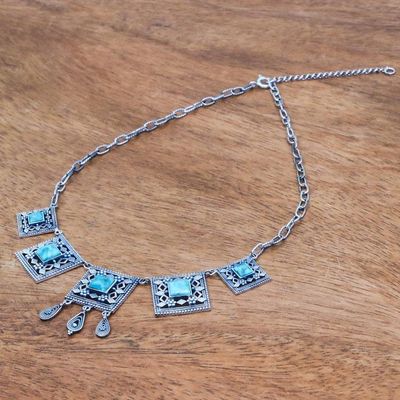 Alternate image for Handmade Silver Necklace with Reconstituted Turquoise Allure of the Sky