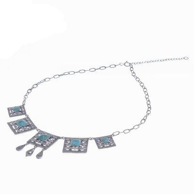 Alternate image for Handmade Silver Necklace with Reconstituted Turquoise Allure of the Sky