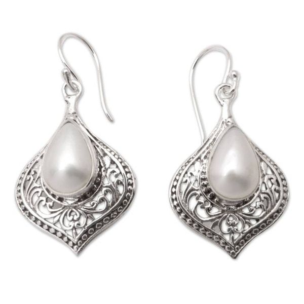 Alternate image for Sterling Silver Dangle Earrings with Silver Cultured Pearls Silver Gala