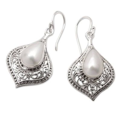 Alternate image for Sterling Silver Dangle Earrings with Silver Cultured Pearls Silver Gala