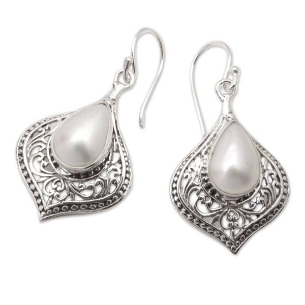 Alternate image for Sterling Silver Dangle Earrings with Silver Cultured Pearls Silver Gala