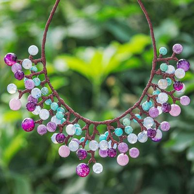 Primary image for Purple and Blue Multi-Gemstone Waterfall Choker Necklace Spring Bubbles