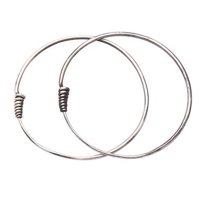 Alternate image for Simple Sterling Silver Hoop Earrings from Bali Spiral Tails