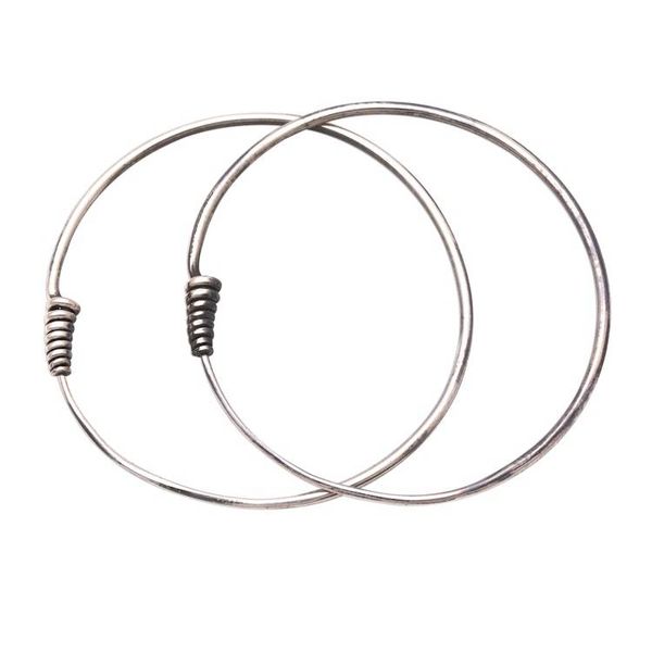 Alternate image for Simple Sterling Silver Hoop Earrings from Bali Spiral Tails