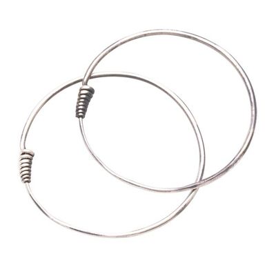 Alternate image for Simple Sterling Silver Hoop Earrings from Bali Spiral Tails