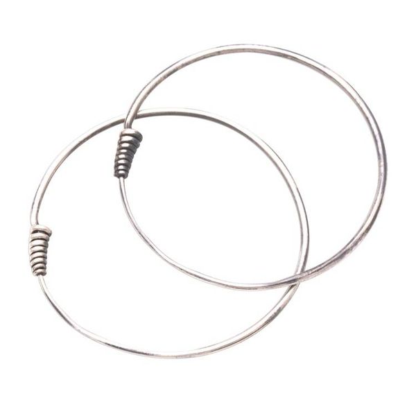 Alternate image for Simple Sterling Silver Hoop Earrings from Bali Spiral Tails
