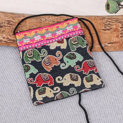 Primary image for Small Cotton Blend Sling from Thailand Many Elephants in Pink