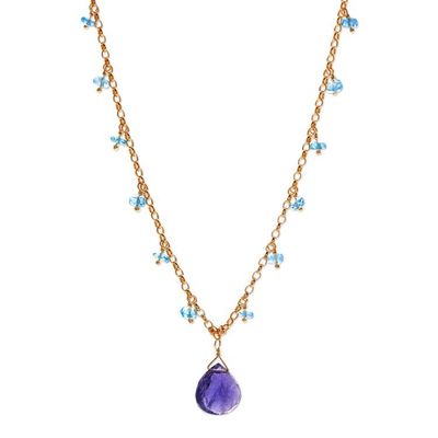 Alternate image for 18k Gold Plated Iolite and Apatite Pendant Necklace Sea Change