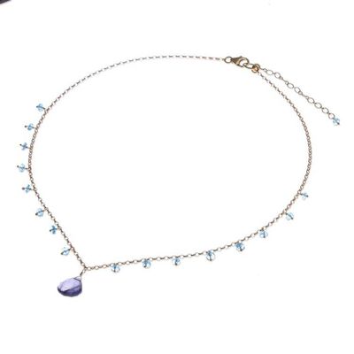 Alternate image for 18k Gold Plated Iolite and Apatite Pendant Necklace Sea Change