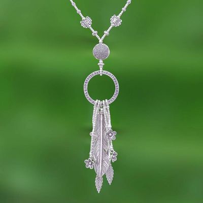 Main image for Feather and Flower 950 Silver Y-Necklace Feather Ring