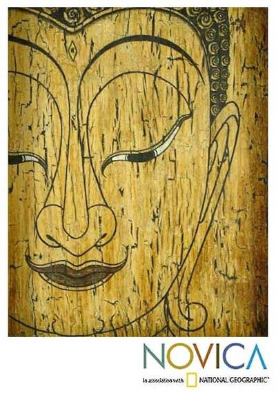 Alternate image for Framed Stylized Portrait of Buddhas Smile Mildly Smile