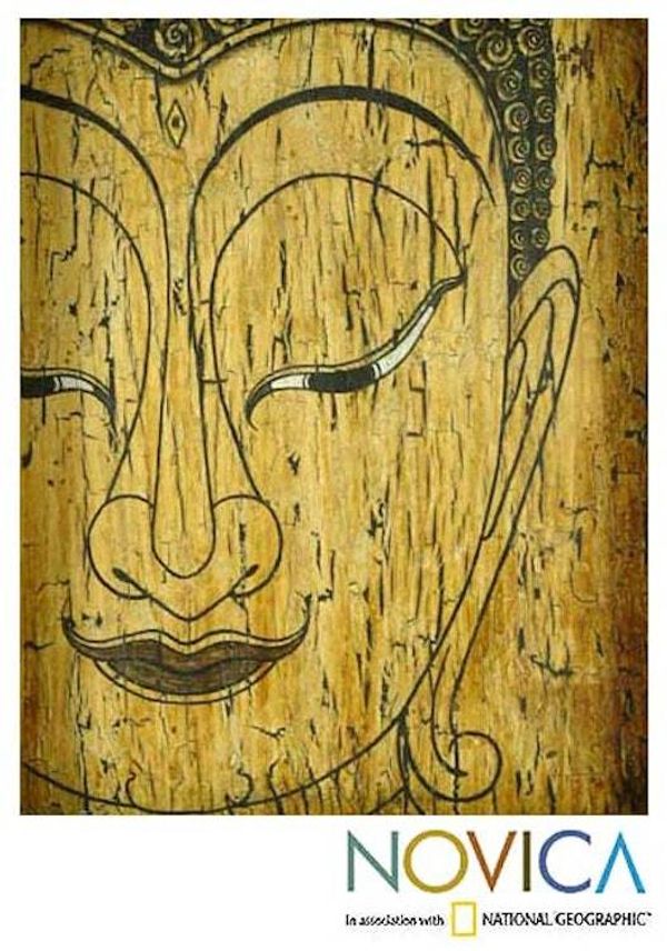 Image for Framed Stylized Portrait of Buddhas Smile Mildly Smile