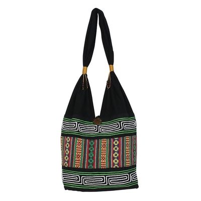 Alternate image for Embroidered Multicolored Cotton Shoulder Bag from Thailand Thai Hillside